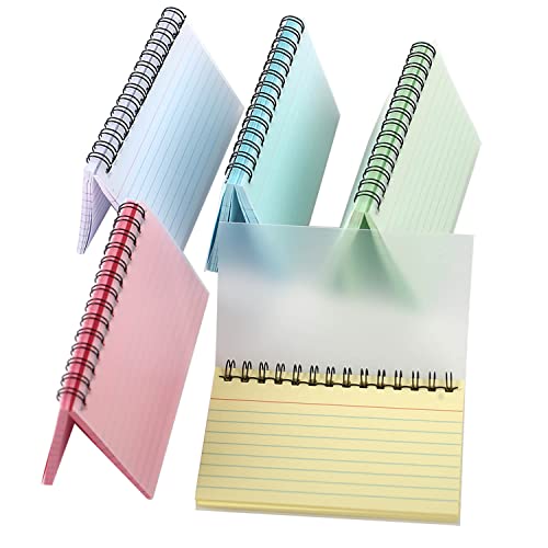 5 Stück Karteikarten, 12,5*7,6cm Liniert Index Cards Bunt Lernkarten Flash Cards Spirale Notizblock Mit Transparent Abdeckung Karteikarten Set für Schul Büro Zuhuase Cover