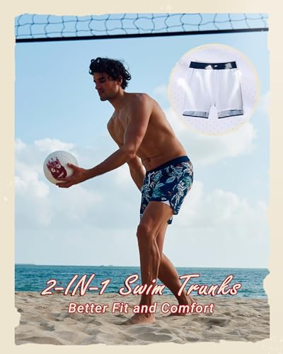 Arcweg Mens Swim Trunks Retro Swimming Shorts Bathing Suits with Mesh Lining 2 in 1 Vintage 80s 90s Swimwear Board Shorts3