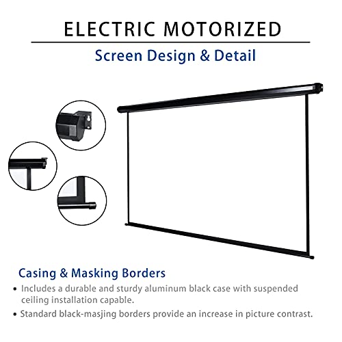 Image of Kayle 120 inch Motorized Projector Screen Electric Diagonal Automatic Projection 4:3 HD Movies Screen for Home Theater Presentation Education Outdoor Indoor W /Remote Control and Wall /Ceiling Mount (Black)