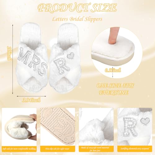 Personalized Initial Wedding Bride Slippers, Bride to Be Gifts, Bridal Shower Gifts, Wedding Bride Robe Hair Clip3