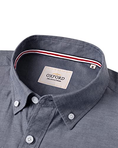 Image of Alimens & Gentle Mens Solid Oxford Shirt Long Sleeve Dress Shirt Work Casual Button Down Shirts with Pocket