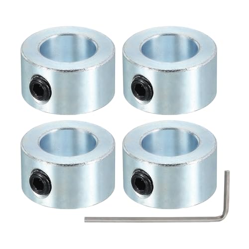 PATIKIL Bore 1/2" Shaft Collar 7/8" OD 1/2" Thickness, 4 Pack Carbon Steel Landing Gear Stopper Wheel Collar with M6 Set Screw & Wrench for Machine Tool Industry, Silver