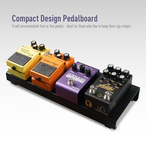 VOHALO Mini Guitar Pedal Board Case Aluminium Pedalboard Gitarren Effektboard mit Pedal Tape, Kabelbinder, Patchkabel Schwarz