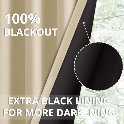 Image of Cloth Fusion 100% Blackout Door Curtains 12 Feet Long Set of 2 with Blackout Lining, Double Layer Room Darkening Parda with Stainless Steel Grommets for Home Decor (12x4 Feet, Iridesent White)