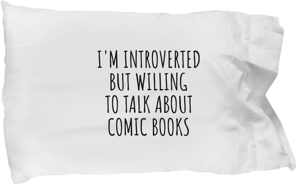 EzGift Funny Comic Books Pillowcase I'm Introverted But Willing to Talk About Gift Idea for Shy Hobby Lover Present Quote Gag Joke Pillow Cover Case 20x30