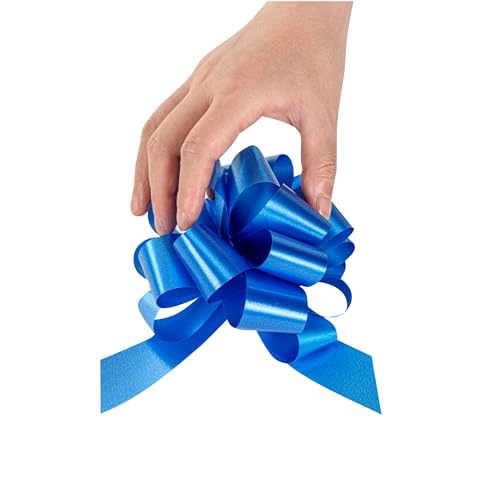 Restaurantware-Gift Tek 5.5 Inch Ribbon Pull Bows, 1000 Satin Pull Bows - 20 Loops, Instant Design, Midnight Blue Plastic Flower Bow for Gifts, Large, for Wedding Baskets and Gift Wrapping by Restaurantware - Used condition - Image 7