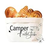 2 Stück Camper Geschenke Brotkorb Set, Faltbarer Frühstück Stoffkorb mit Wohnwagen Motiv, Praktischer Camping Zubehör, Wohnwagen Deko, Camping Geschenke für Männer und Frauen