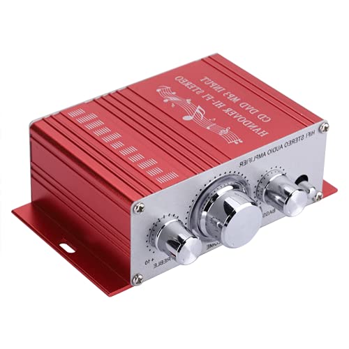 HY-2001 Wzmacniacz Samochodowy, DC 12V Cyfrowy Stereofoniczny Wzmacniacz Audio Mini 2 Kanałowy Cyfrowy Wyświetlacz Power Player Hifi Audio Muzyka CD DVD MP3 Odtwarzacz FM(czerwony)