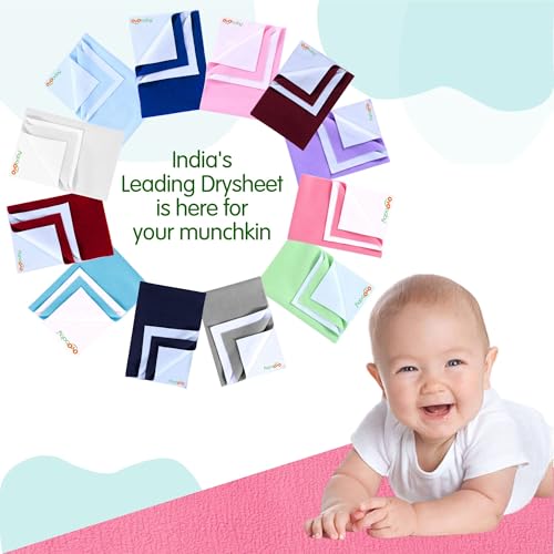 Image of OYO BABY Waterproof Small Baby Mattress Protectors 70x50 cm | Pack of 2 Dry Sheets | Quick-Dry, Extra Absorbent, Breathable, Soft for Newborn to 6 Months - Sea Blue + Maroon