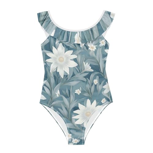 Traje de baño de niña que evita rozaduras suave transpirable azul dorado 3-6 años