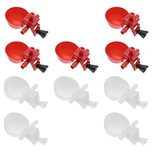 HEMOTON Practical Chicken Drinkers Waterers Automatic Feeder Poultry Watering Cups Bird Drinkers Quail 10 Pieces