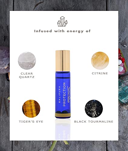 Balipura - Crystal Aura Roll On - Protection Natural Oil - Essential Oils Blend With Black Tourmaline & Clear Quartz, 0.34 Floz #TOP5