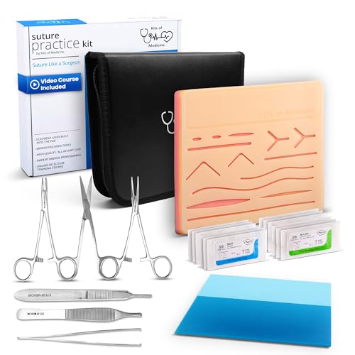 Suture Practice Kit with HD How-To Video Course - Complete Suture Practice Kit For Students, Reusable Silicone Skin Suture Pad - For Education Use Only