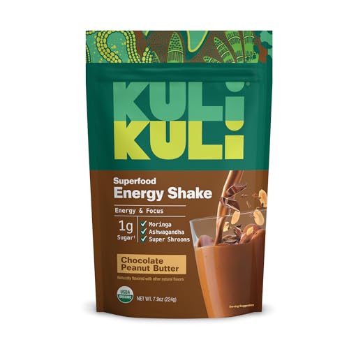 Kuli Kuli Organic Moringa Greens Smoothie Mix – Plant-Based Superfood Protein Smoothie Mix, Chocolate PB, 7.9 Ounce Pouch, Vegan and Gluten-Free with 8g Pea Protein and 1 Cup Greens Per Serving