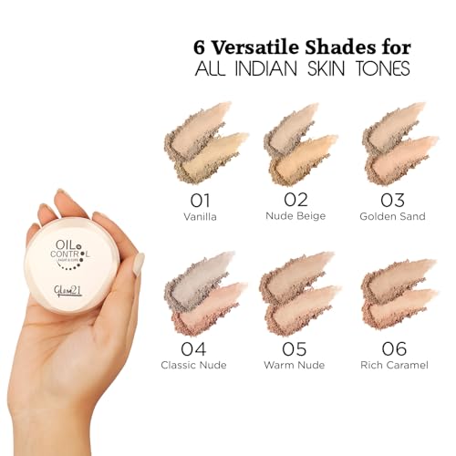 Image of Glam21 Oil Control Sleek & Soft 2-in-1 Compact Powder | Sweat & Waterproof | Long-Lasting Matte Makeup | Enriched with Vitamins E & C | Shine-Free Finish | 18gm, Vanila-01