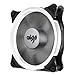 Aigo Halo LED Ring Fan 140mm 14cm Case Fan Silent Sleeve Bearing PC CPU Cooling Neon Quite Clear Case Fan Mod 4 Pin/3 Pin for Computer Cases CPU Coolers and Radiators (140mm, White)