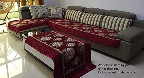 Octorose Ofit Chenille Customised Quilted Sectional Sofa Throw Pads Furniture Protector Sold By Piece Rather Than Set (Wine, 35X94) #TOP5