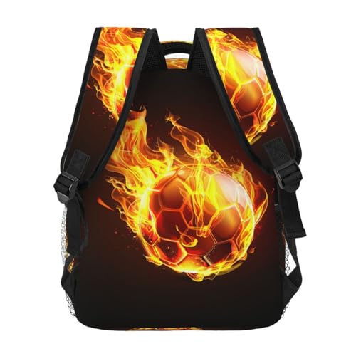 Flames Soccer Football Backpack Large Capacity Lightweight Casual Travel Sports Backpack 11.4X7.8X15.7 inch4