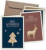 FRUITPRINTS I 20er & 8er Set I Klappkarten mit PRÄGUNG & Umschläge I B6 Grußkarten-Format I Skandinavische Weihnacht I Weihnachtskarten I FSC Mix 100% TSUD-COC-001718-SP (20er Set)
