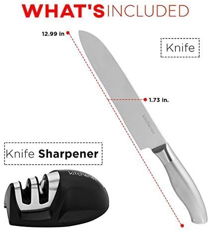 Miniatura 6 de Kitchenex Cuchillo de chef profesional  Cuchillo de cocina de acero inoxidable de alta calidad con hoja ancha afilada y mango ergonómico  Cubiertos