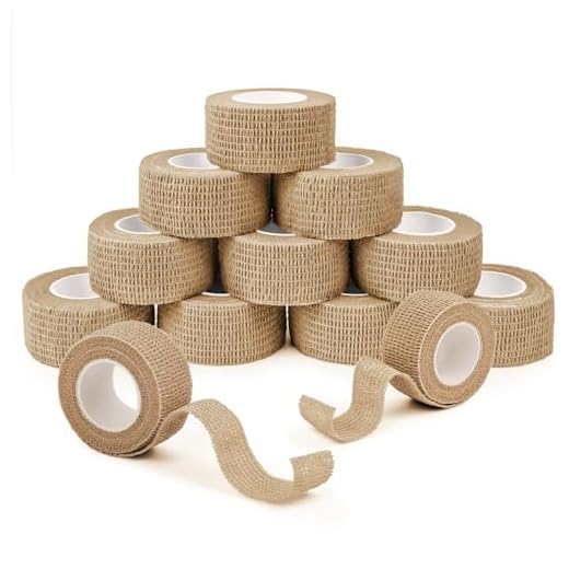 ANAMPION Venda Cohesiva 12 Pack 2.5cm x 4.5m Venda Cinta Bendaje Adhesiva Vendaje Autoadhesivo Deportiva Tape Cohesivo Para Muñeca Dedos Lesiones Deportivas,Hinchazó(Color de piel)