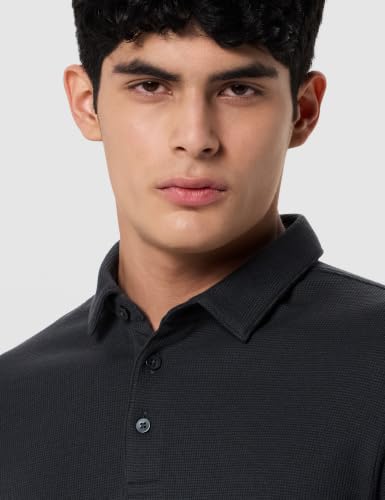 Image of Van Heusen Solid Polo T Shirt for Men | Premium Cotton | Waffle Knit Textured | Regular Fit | Elegant Style | Casual Wear