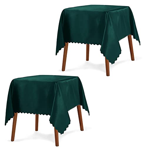 P Pothuiny 2 Pack Green Satin Square Tablecloth 54 x 54 Inches