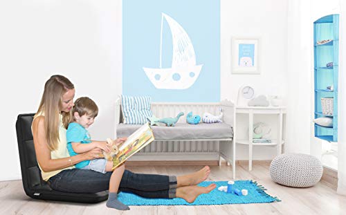 bonVIVO Floor Chair with Back Support - Multi-Angle, Foldable Floor Seating for Adults, Kids, Gaming, Reading and Meditation w/Adjustable Backrest - Easy Comfort Style