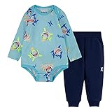 Hurley Baby Boys' Long Sleeve Bodysuit and Jogger Pants 2-Piece Outfit Set, Copa Shark Print, 12M