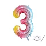 🎈 El paquete incluye -- 1 globo con número de arcoíris de 40 pulgadas, 1 popote de 8 cm, 1 cinta blanca, hay una variedad de números disponibles, puede combinarlos libremente.