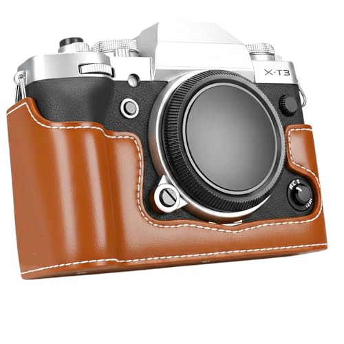 Housse Fujifilm X-T3 marron en cuir PU idéale pour la photo de voyage