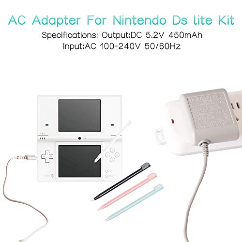 Image of DS Lite Charger Kit, AC Power Adapter and Stylus Pen for Nintendo DS Lite, Wall Travel Charger Power Cord Charging Cable 5.2V 450mA for NDSL