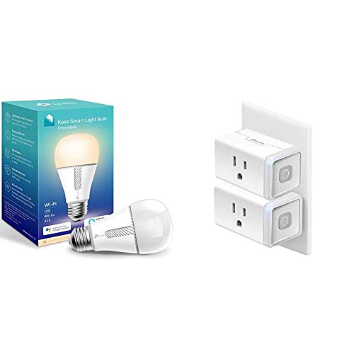 Kasa Smart Light Bulb & Smart Plug, WiFi Outlet Works with Alexa, Echo and Google Home, No Hub Required, Remote Control, 12 Amp, UL Certified, 2-Pack (HS103P2)