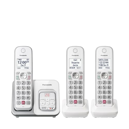 Teléfono inalámbrico Panasonic con 2 teléfonos en blanco