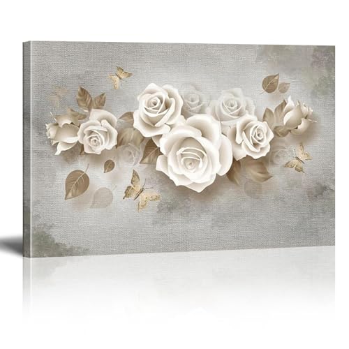 Tableau d'art mural de rose pour habiller un grand mur vide de salon moderne
