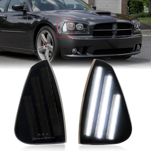 FetonAuto White Front Bumper LED Side Marker Lights Assembly for