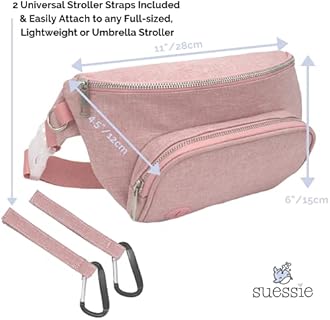 Suessie Fanny Pack Diaper Bag - with Baby Changing Pad & Waterproof Wipes Pocket - Stroller Organizer