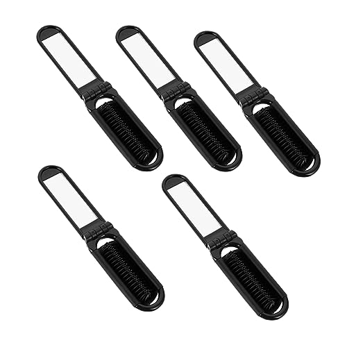 MUSISALY 5個 折りたたみ櫛 ミラーコーム ドライヤー ヘアブラシ 携帯ブラシ もつれをほぐす櫛 携帯用折りたたみヘアブラシ ポケットヘアブラシ ミニヘアブラシ くし Black Pp