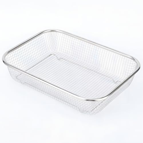 1Pc Thickened Stainless Steel Drain Basket Sieve Multi Purpose Kitchen Fruit and Vegetable Storage Basket US ((30 * 21 * 6) CM)