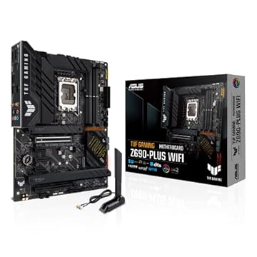 ASUS Placa-mãe TUF Gaming Z690-Plus LGA 1700 (Intel12ª geração) ATX (PCIe 5.0, DDR5, 4xNVMe SSD, 14+2 estágios de energia, WiFi 6, LAN de 2,5 GB, portas USB 3.2 Gen 2 Tipo-C frontais, Thunderbolt 4)