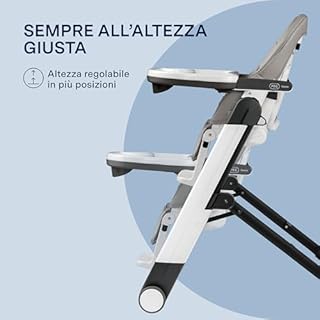 PEG Siesta Follow Me Seggiolone Pappa dalla Nascita Reclinabile con Funzione Sdraietta, Doppio Vassoio, 9 Altezze, 4 Ruote, Pieghevole e Compatto, 0-3 Anni (0-15 kg), Ice