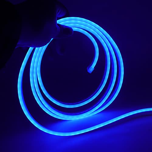 Wisada 1M LED Neon Rope Light with On/Off, Blue Light Waterproof Flexible LED Strip Light, DIY Design - Image 3
