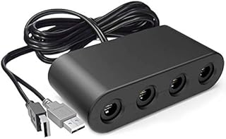 Gamecube Adapter for Nintendo Switch Gamecube Controller Adapter and WII U and PC, Super Smash Bros Gamecube Controller Adapter. Support Turbo and Vibration Features with 180cm Long Cable