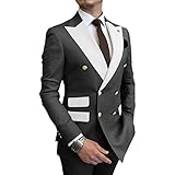 Men Suit Two Piece Slim Fit Profession Dress Single Breasted 2 Buttons Sport Casual Blazer Party Prom Lightweight Sets (Black,X-Large,5,OZ)