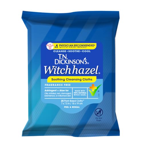 T.N. Dickinson's Witch Hazel New Soothing Multi-Use Cleansing Cloth, 25 Count