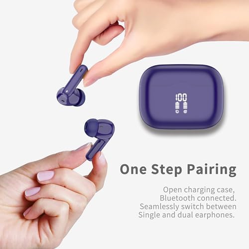 Wireless Earbuds, 2026 Bluetooth Ear Buds 5.4 Mini HiFi Stereo with 4 ENC Noise Cancelling Mics Wireless Headphones, in Ear Earphones 40H IP7 Waterproof, USB C, Bluetooth Earbuds for Sports, Gym, Blue - 2