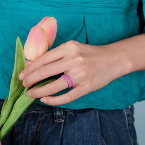 Image of Egnaro 4 /5 /8 Variety Multipack Ergonomic Breathable Bridal Rings Sets, 6mm Wide - 2mm Thick Rubber Wedding bands women, silicone Rings for her with Half Size