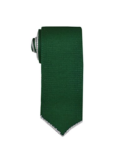 Remo Sartori - Corbata de punto reversible de doble cara, fabricada en Italia, mujer, Verde y blanco., Talla única Cover