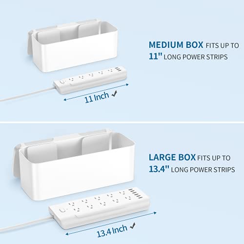 2 Pack Cable Management Box - Large And Medium Desk Cord Organizer Box Cord Hider, Cable Box Wire Organizer, Cover For Usb Hub, Tv Wires, Power Strips, Safe Abs Material-Baby&Pets Proof Lock-White #TOP3