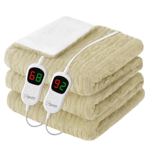 Image of Homemate Heated Electric Blanket Queen Size 84 inchx 90 inch Heating Blanket | Fast Heating with 10 Heating Levels 8 Hours Auto Off Over-Heated Protection Warm Soft Flannel Winter Gifts for Women ETL